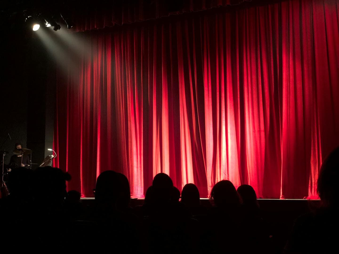 Concert hall with dramatic lighting